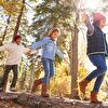 Kids hiking in the wood